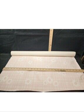 Vintage Pink Plaid And Daisy Mid Century Wallpaper Roll Partial 1-6